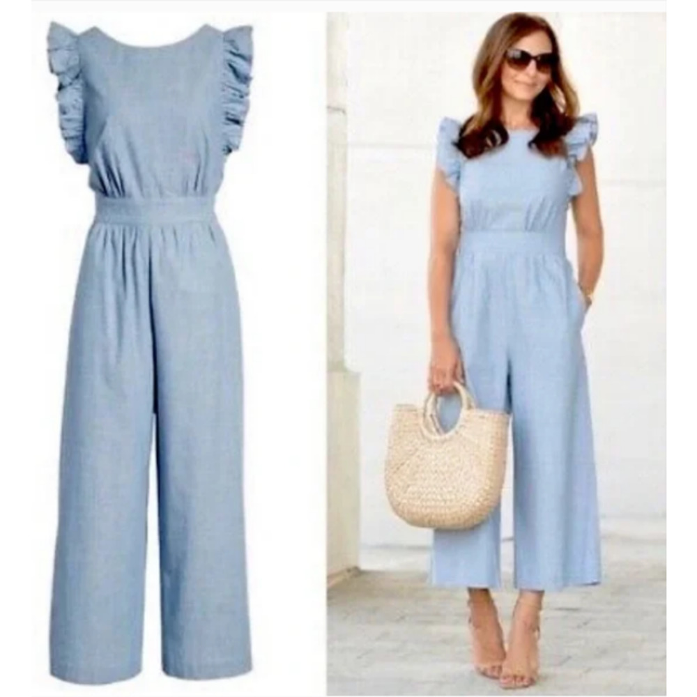 1901 Chambray Blue Jumpsuit Womens 2P